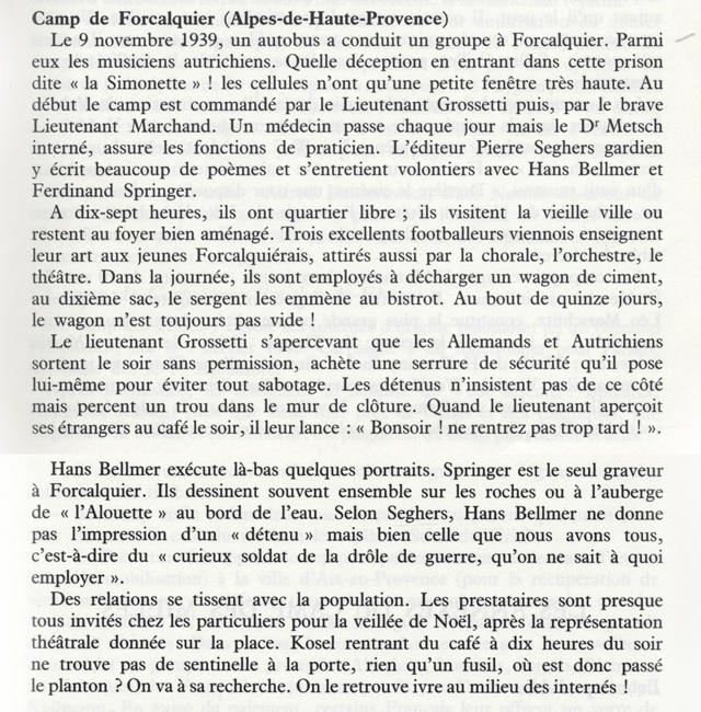 Page du livre d'André Fontaine parlant du Camp de Forcalquier