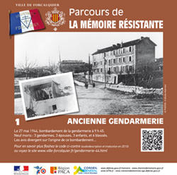 Vue du panneau de la station N°1 du Parcours de la Mémoire résistante de Forcalquier